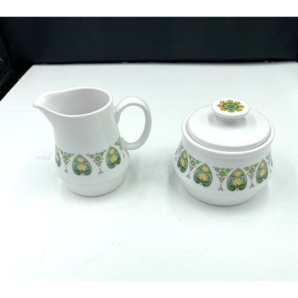 Noritake China PALOS Verde Green Cream & Sugar Set 1969-79